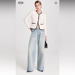 Rag & Bone Nancy Grosgrain Trim Cream Cardigan